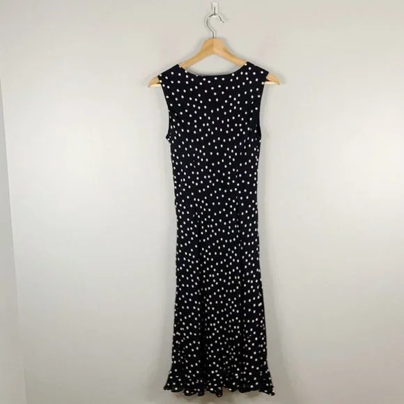 Talbots Polka Dot Sleeveless 100% Silk Midi Dress 10 Petites - Picture 9 of 12